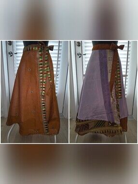 Mahesh Creations 100% Silk Reversible Sari  Wrap Skirt